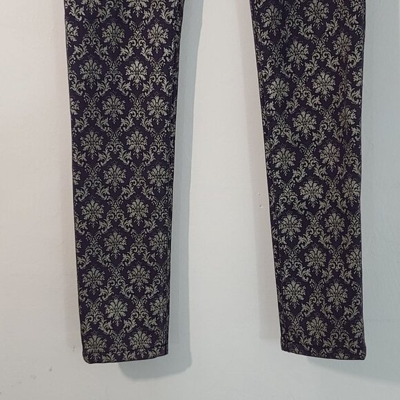 DL1961 Emma Legging Skinny Jeans Ornate Demask Purple Gold Size 25 - Picture 5 of 16